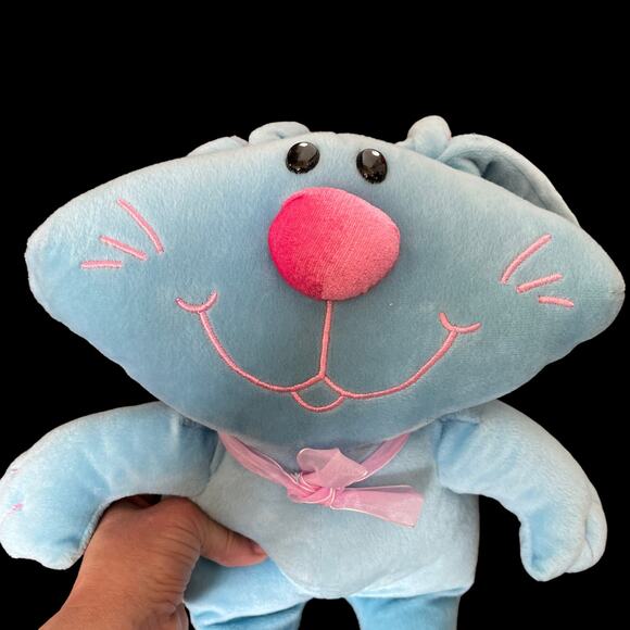 Chrisha Playful Plush Bunny Rabbit Floppy Blue Pink Ears Stuffed Wide Face READ - Picture 3 of 8